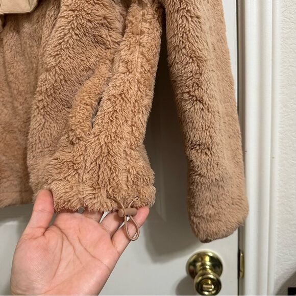 VICTORIA’S SECRET PINK FLEECE TEDDY HALF ZIP OVERSIZED PULLOVER SWEATER NWT TAN - Picture 9 of 13